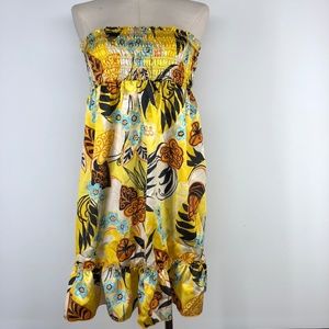 Yellow babydoll floral sundress slip dress